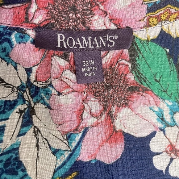 Roaman's Women's Plus Size Fit-And-Flare Crinkle floral Tunic size 32 W - Picture 11 of 15